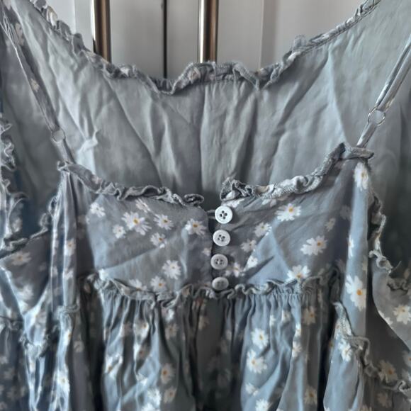 Inmod Blue Daisy Floral Babydoll Dress - Women's Small - Picture 4 of 5